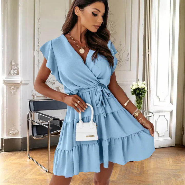 Women's Ruffle Hem Wrap Mini Dress