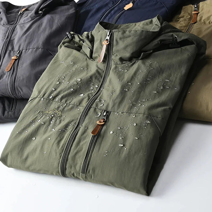 Breathable men's lightweight waterproof windbreaker jacket, comfortable for all-day wear.