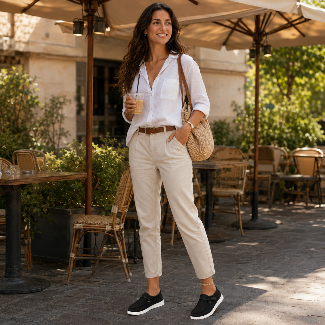 Supportive low-top women's slip-on sneakers for orthopedic comfort.