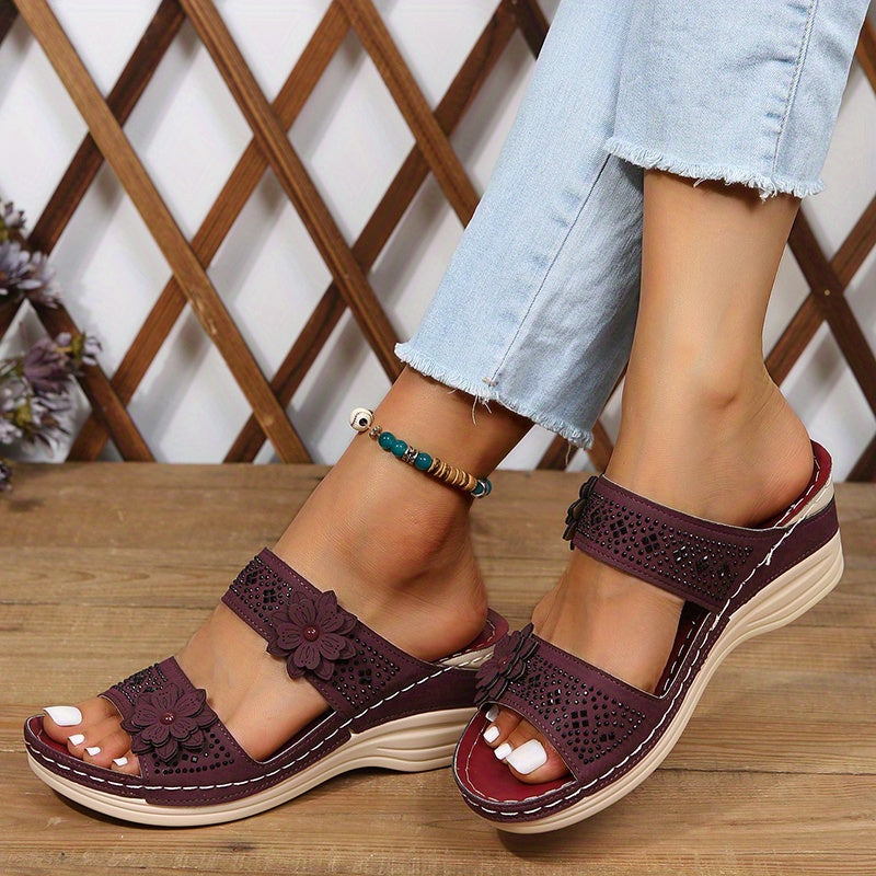 Women's Floral Wedge Slides