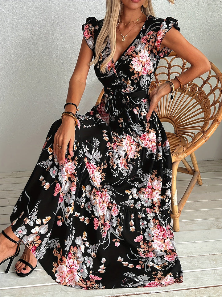 Floral Belted Swing Dress