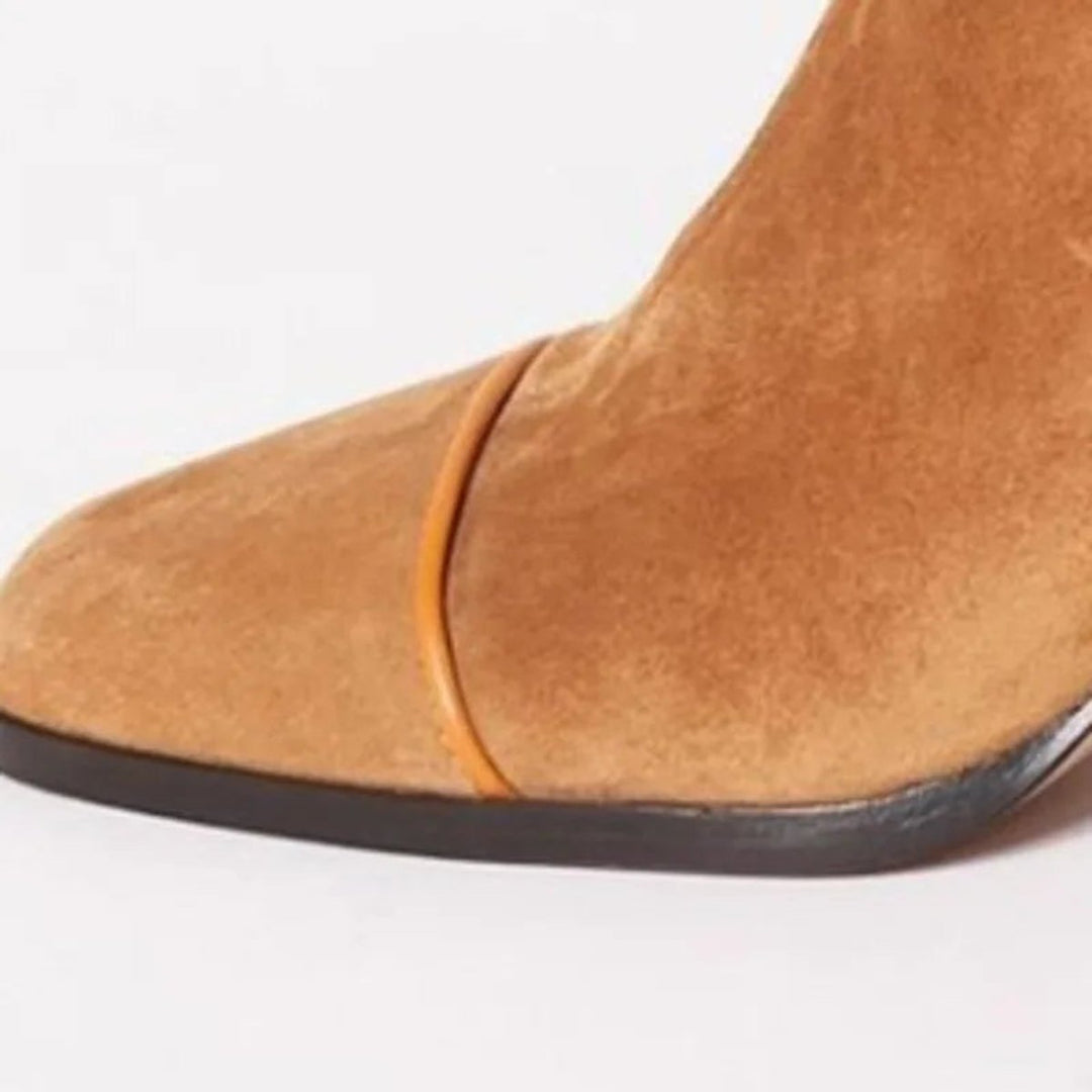 Stylish women's seasonal ankle boots with a comfort block heel & eye-catching leopard print toe detail.