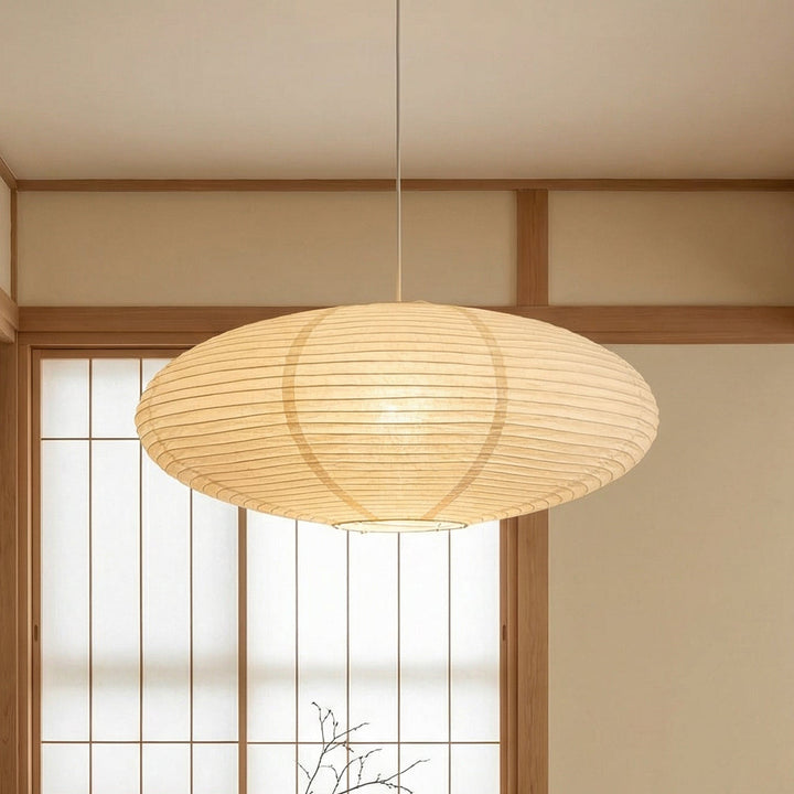Wabi Sabi inspired paper pendant light, perfect for modern minimalist homes & ambient lighting.