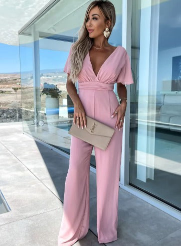 Chic black women's jumpsuit featuring a flattering silhouette, ideal for effortless summer style & comfortable wear.