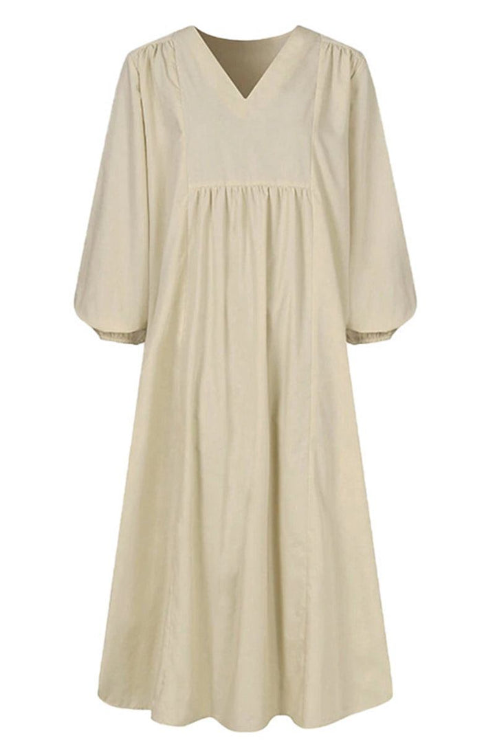 Women's V-Neck Midi Dress Loose Fit