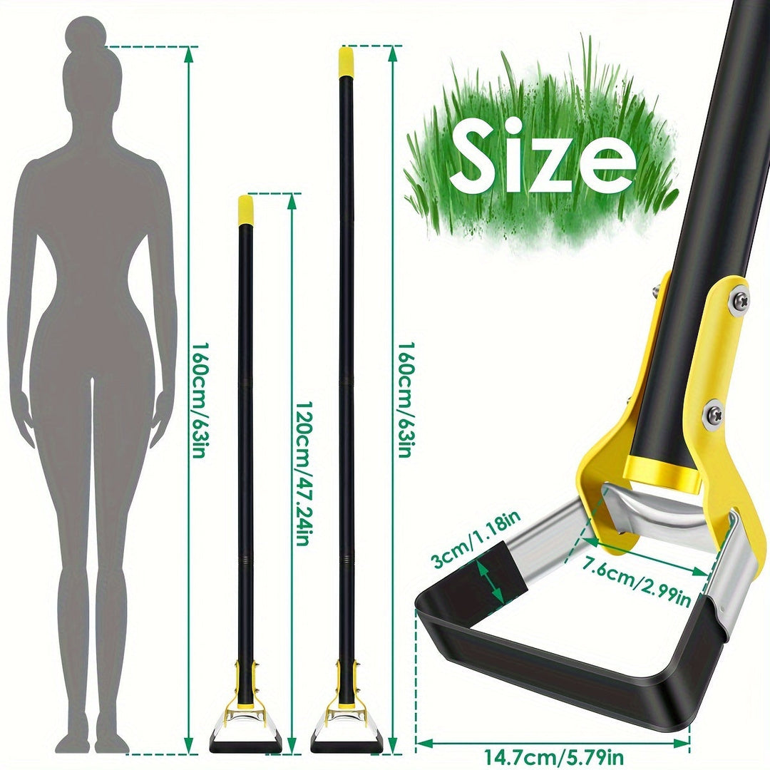 Durable stainless steel hand weeder with ergonomic grip for efficient garden work.