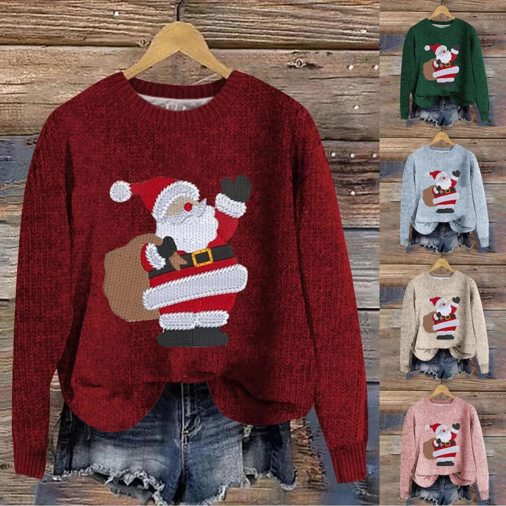 Jolly Santa Claus knit sweater, a cozy unisex Christmas top for festive holiday gatherings and gifts.
