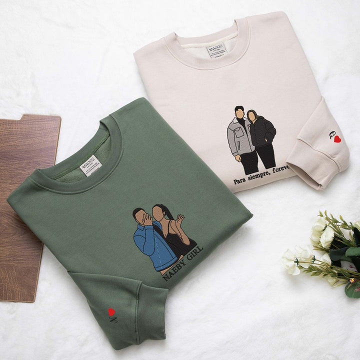 Dad's personalized photo hoodie. Custom embroidered unisex sweatshirt, a unique present.