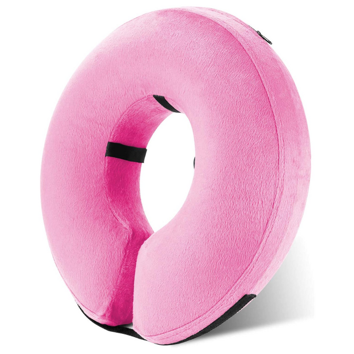 Comfortable inflatable dog collar preventing licking & biting wounds. Ideal for pet recovery.