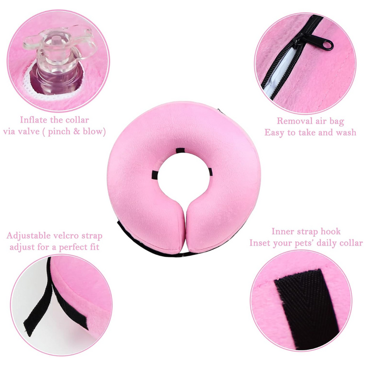 Adjustable inflatable dog collar for pet recovery. Soft anti-lick solution, an excellent e-collar alternative.