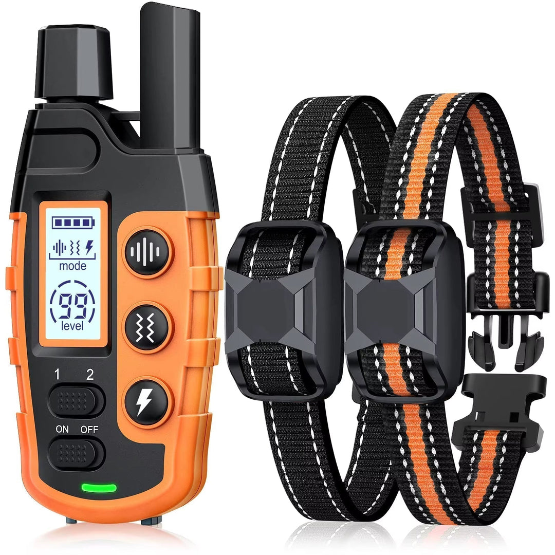 Waterproof electric dog training collar for obedience & pet behavior. Rechargeable e-collar fits all dog sizes.