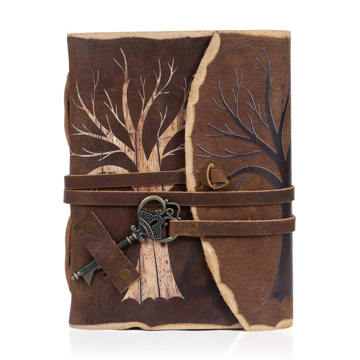 Personalized gift: Vintage leather look notebook with antique lock, great for writers.