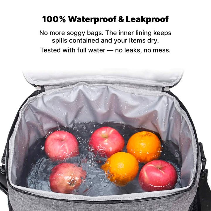 Portable 33L insulated travel cooler bag, unisex design for hiking & outdoor use.