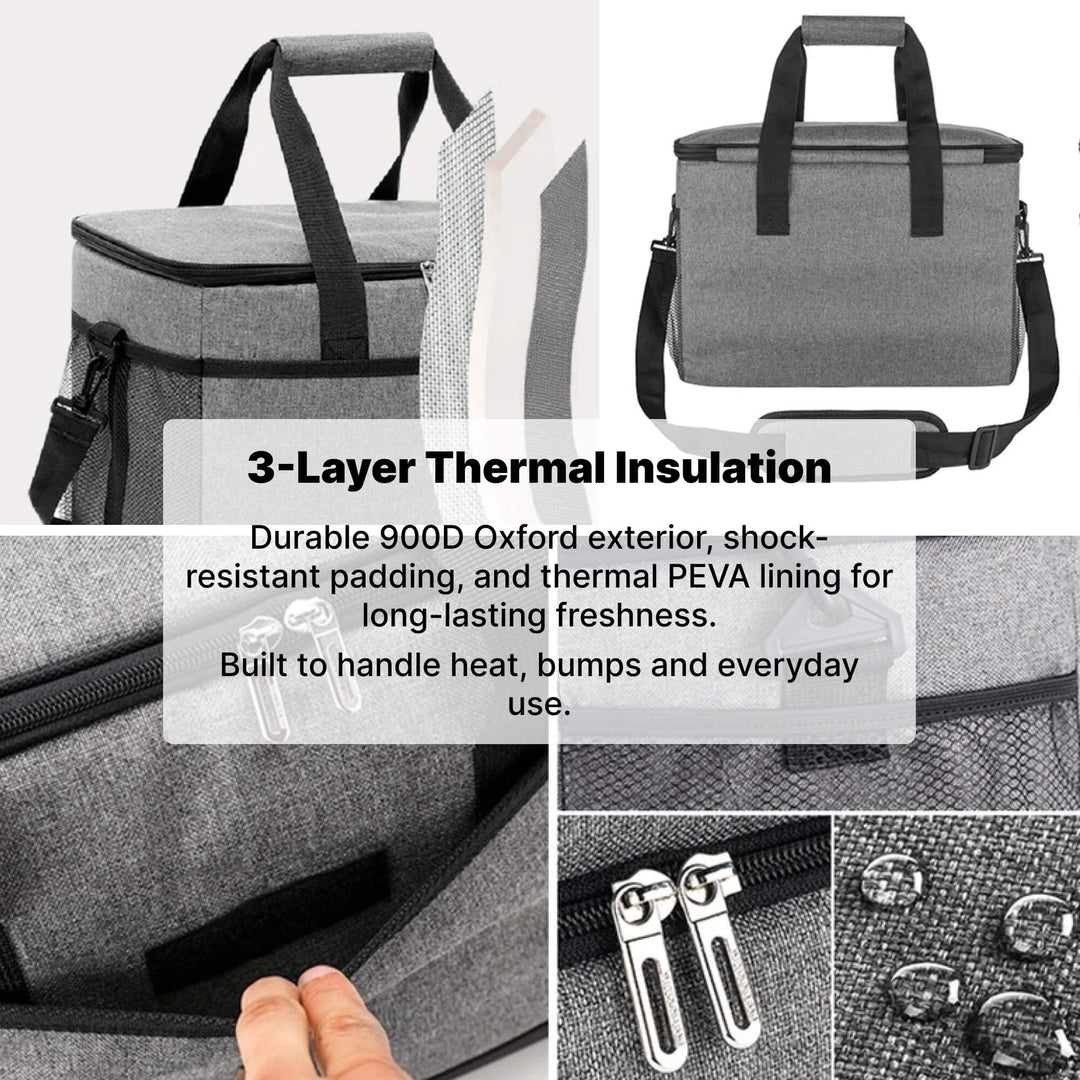 Versatile 33L insulated cooler bag, great for picnic, beach, camping, hiking & travel.