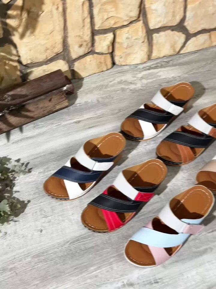 Women's Colorblock Wedge Slides
