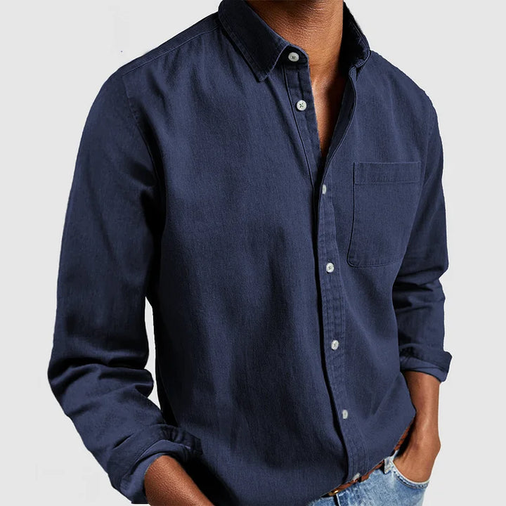 Men's stylish button-down shirt, classic fit, long sleeve for timeless appeal & everyday fashion.