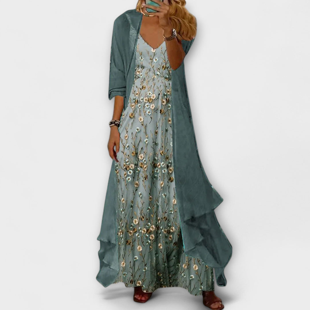 Women's Floral Maxi Dress Set