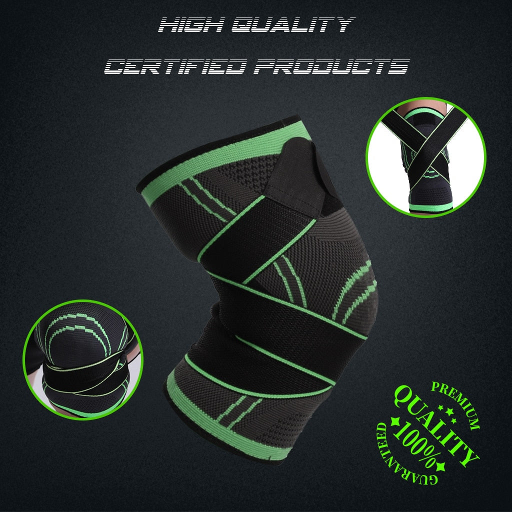Athletic knee brace with breathable compression for sports, exercise, and active lifestyle stability.