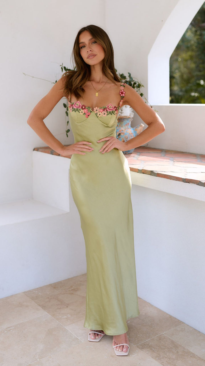 Luz™ | Embroidered Stitching Solid Color Dress