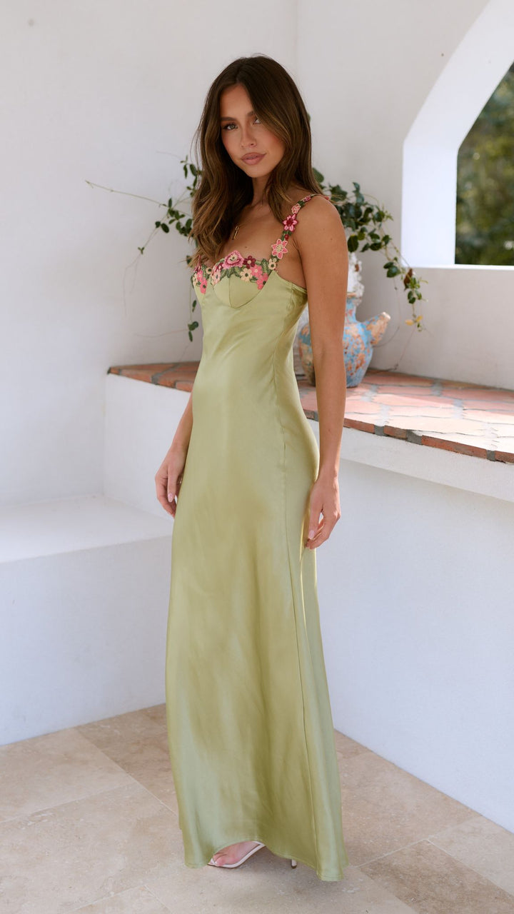 Luz™ | Embroidered Stitching Solid Color Dress