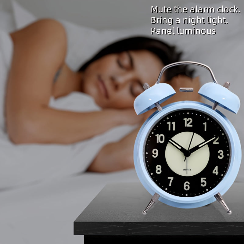 Elegant black metal alarm clock for heavy sleepers, featuring silent sweep movement & luminous dial. Stylish bedroom decor.