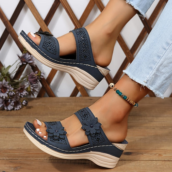Women's Floral Wedge Slides