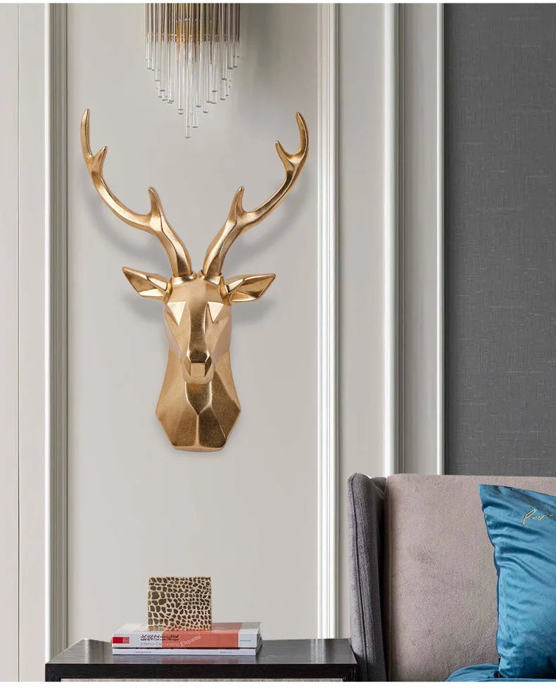 Striking 3D deer head wall art, a resin sculpture adding rustic elegance to any home interior.