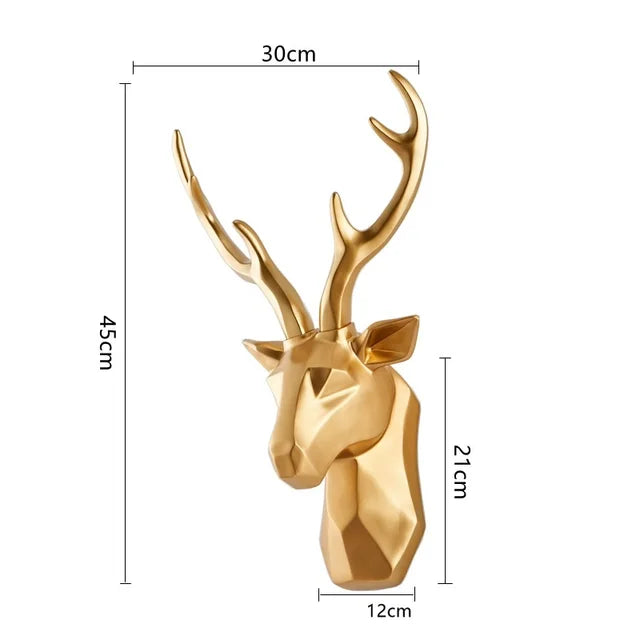 Captivating 3D deer head wall decoration, a rustic animal sculpture enhancing any living room decor.