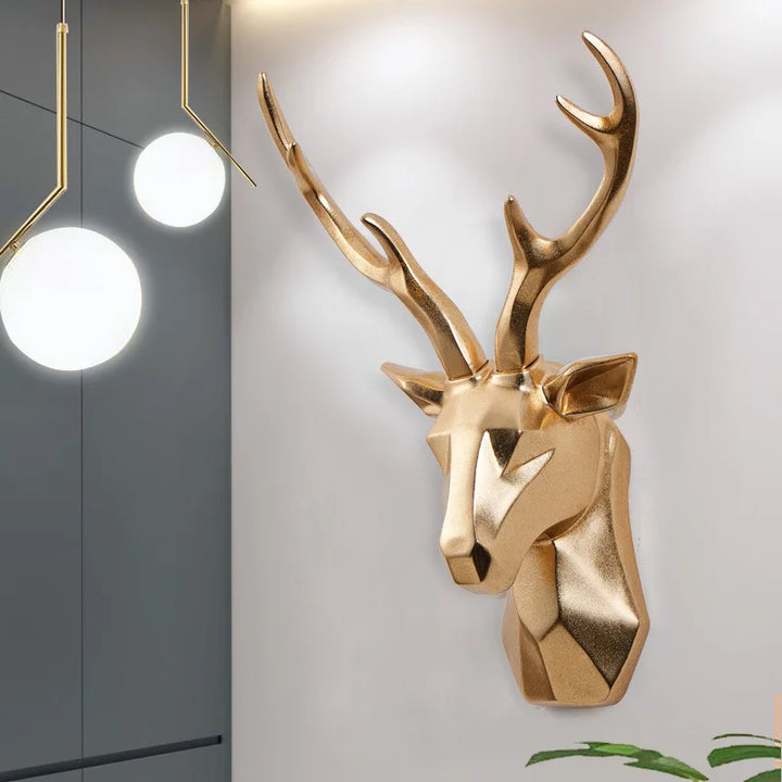 Realistic 3D deer head wall sculpture, a majestic piece of wildlife animal art for rustic decor.