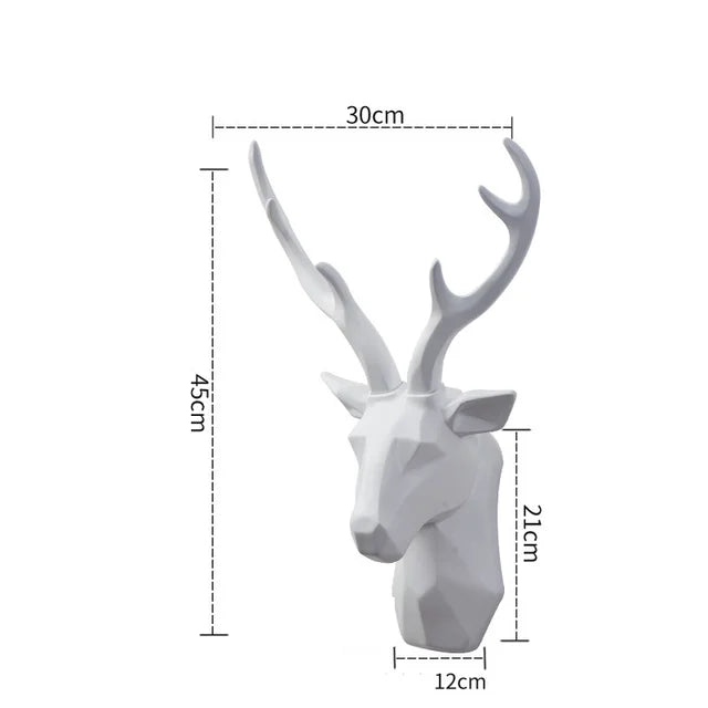 High-quality resin 3D deer head sculpture, elegant wall decor for rustic or contemporary homes.
