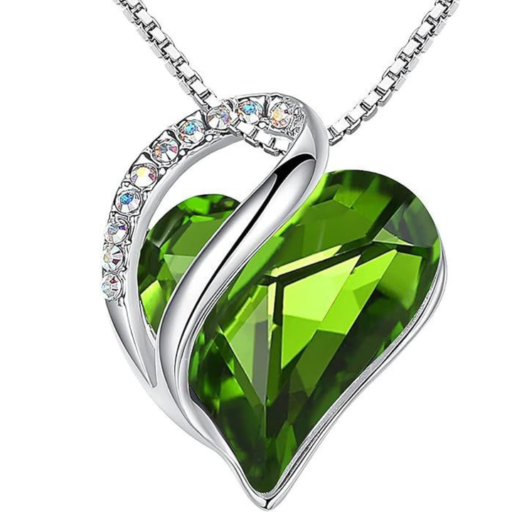 Colorful crystal geometric heart pendant necklace, an elegant and romantic women's accessory.