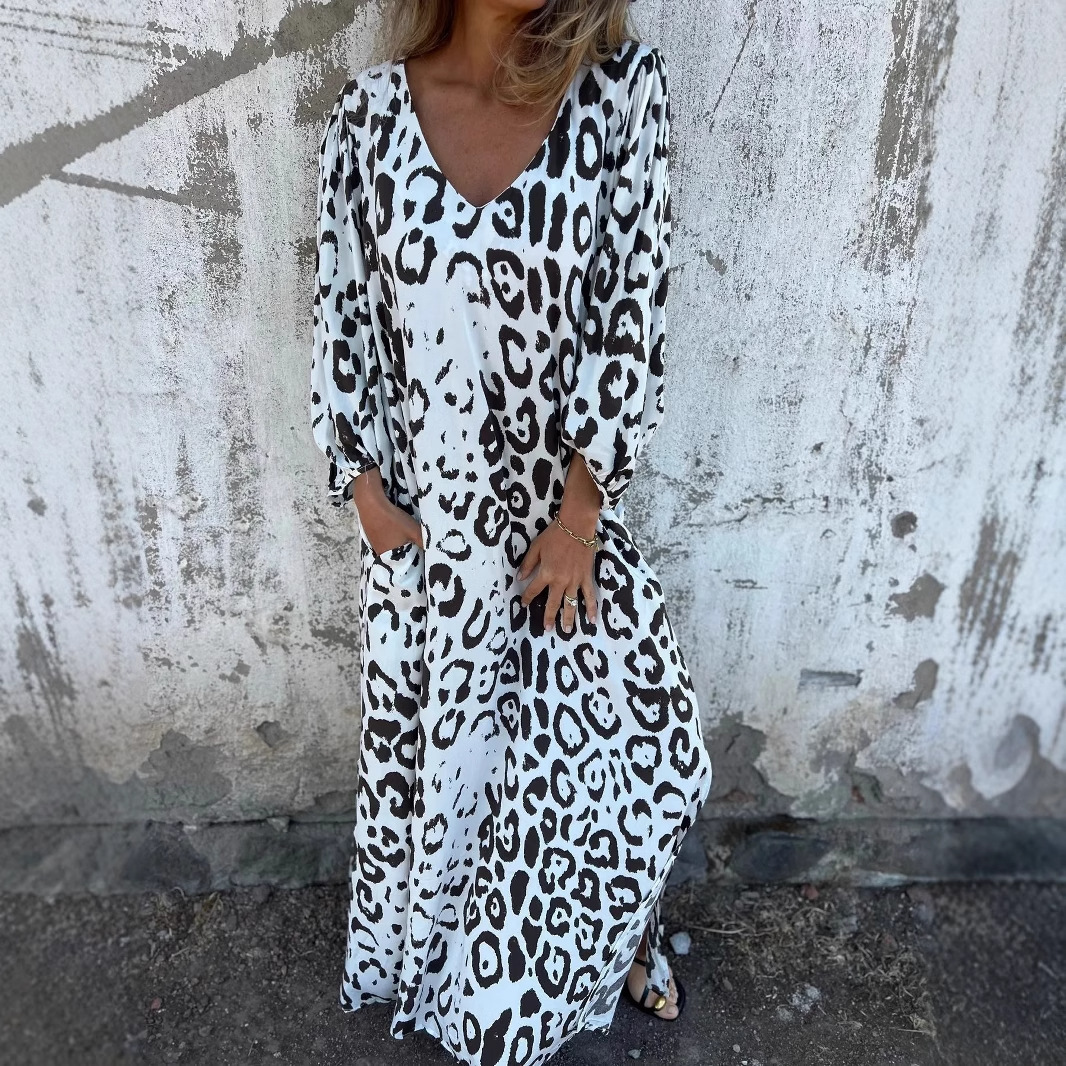 Women's Leopard Print Midi Dress