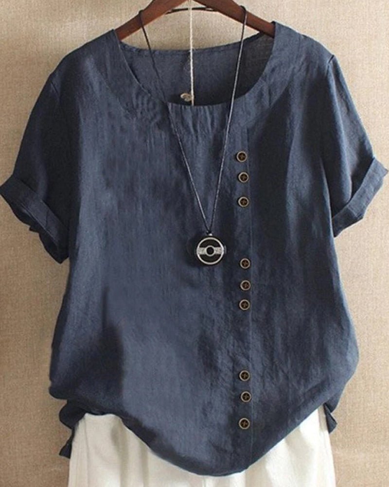 Women's Linen Button-Front Top - Relaxed Fit
