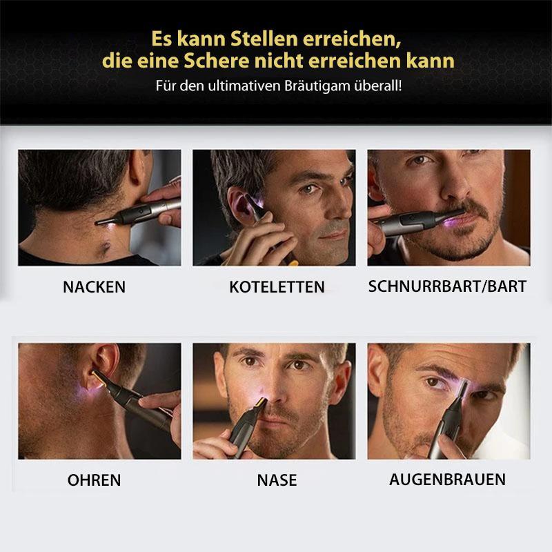 Detail shot of the Men's Precision Trimmer's ultra-sharp Titanium blades for precise hair removal.