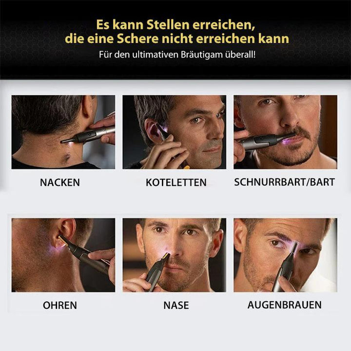Detail shot of the Men's Precision Trimmer's ultra-sharp Titanium blades for precise hair removal.