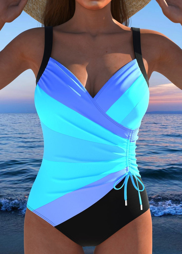 Women's Surplice One-Piece Swimsuit with Print