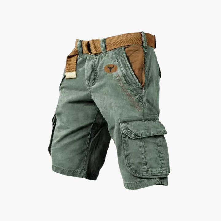 Men's rugged cargo shorts, ideal for outdoor activities & everyday casual style. Multi-pocket design.