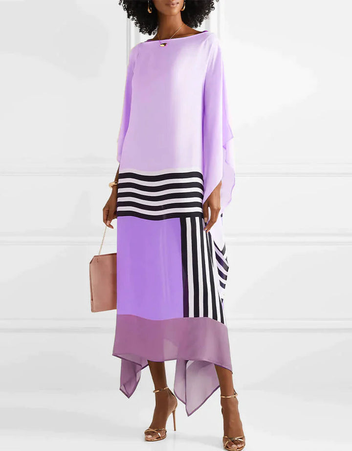 Women's Geometric Print Kaftan Maxi Dress with Batwing Sleeves