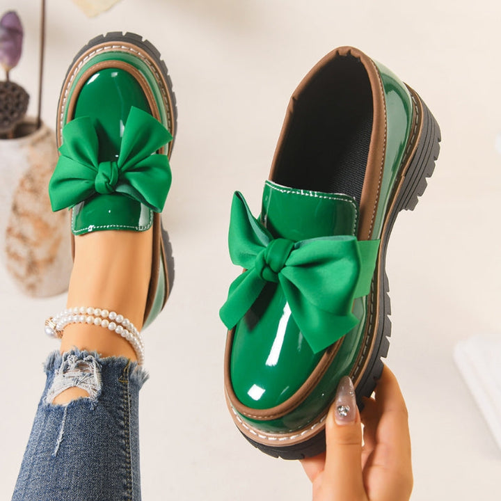 Women's Bow Detail Patent Platform Loafers