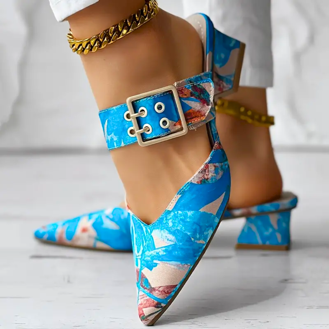 Fashionable women's colorful stiletto heels, making a bold statement in vibrant footwear.