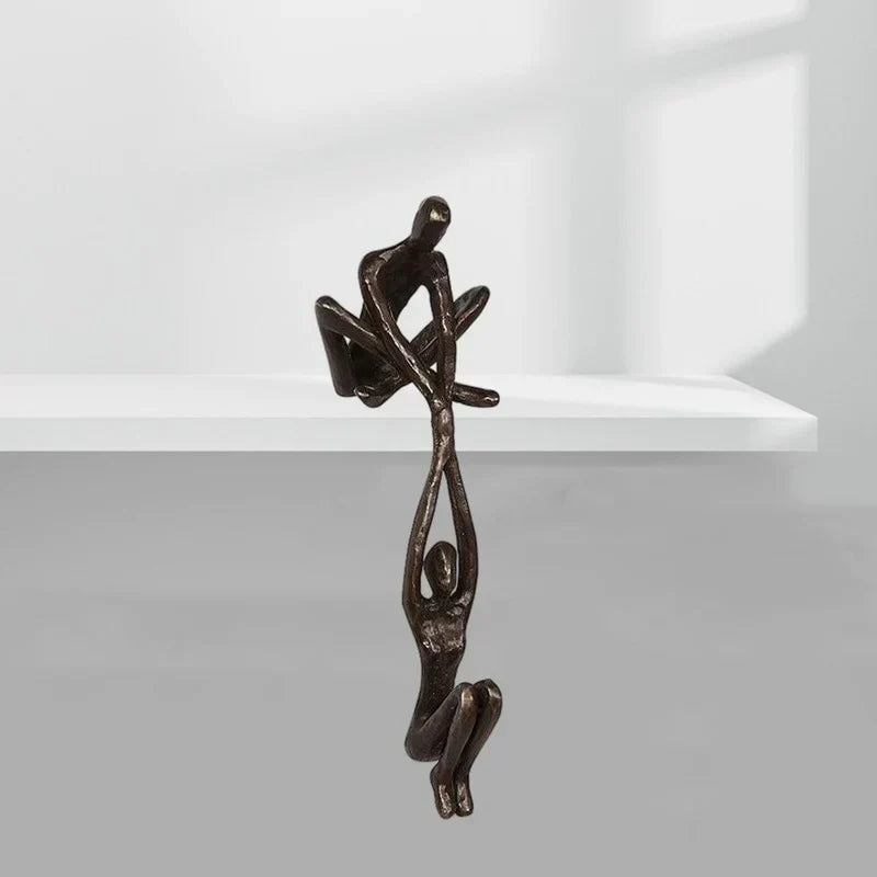 Unique modern art sculpture, an "Eternal Love & Strength" figurine for contemporary home decor.