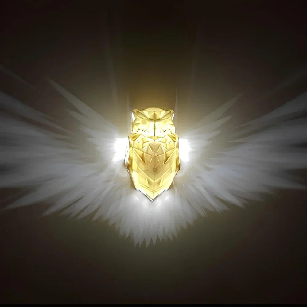 Artistic animal themed LED wall light with luminous wing projection, ideal for creative mood lighting.