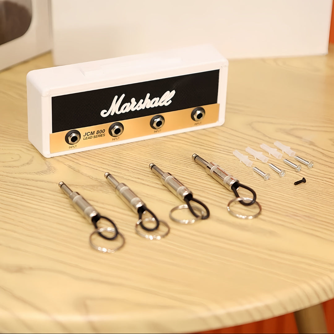 Unique amplifier key organizer, a perfect gift for musicians. Stylish guitar-themed wall decor for keys.