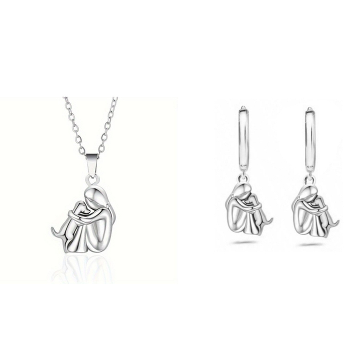 Sentimental women's jewelry: a beautiful pet love pendant necklace with a girl & dog embrace design.