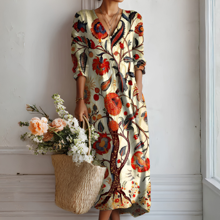 Versatile women's long sleeve dress for office wear, travel, or elegant casual outings. Comfort meets style.