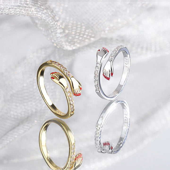 Adjustable hug ring, a healing comfort jewelry piece for unisex wear, love & connection.