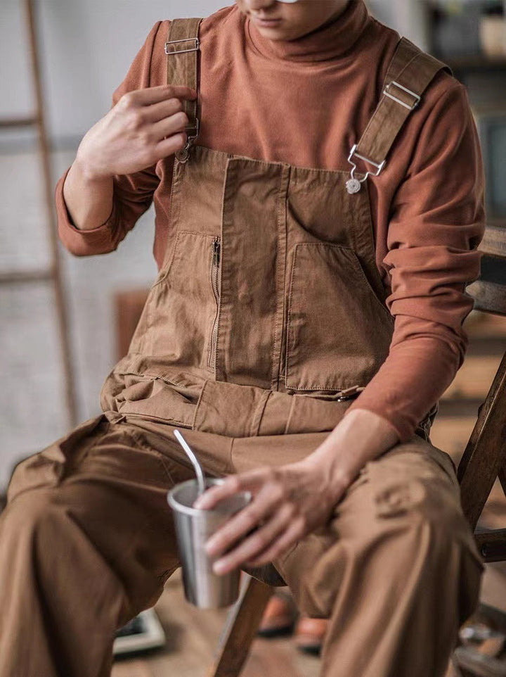 Stylish men's outerwear utility overalls, designed for comfort & versatility.