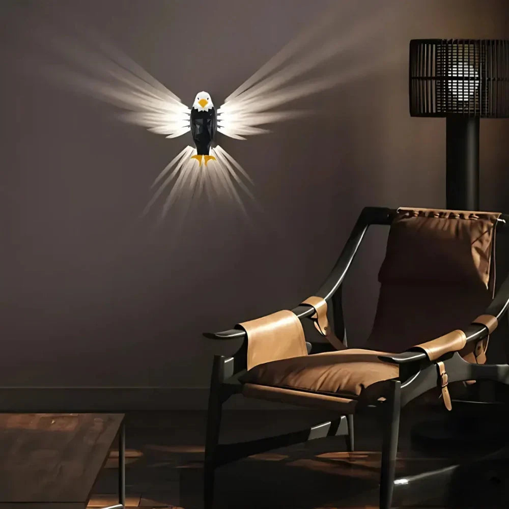 Nvroome Lights LED wall sconce with distinctive luminous wing projection, artistic home decor piece.