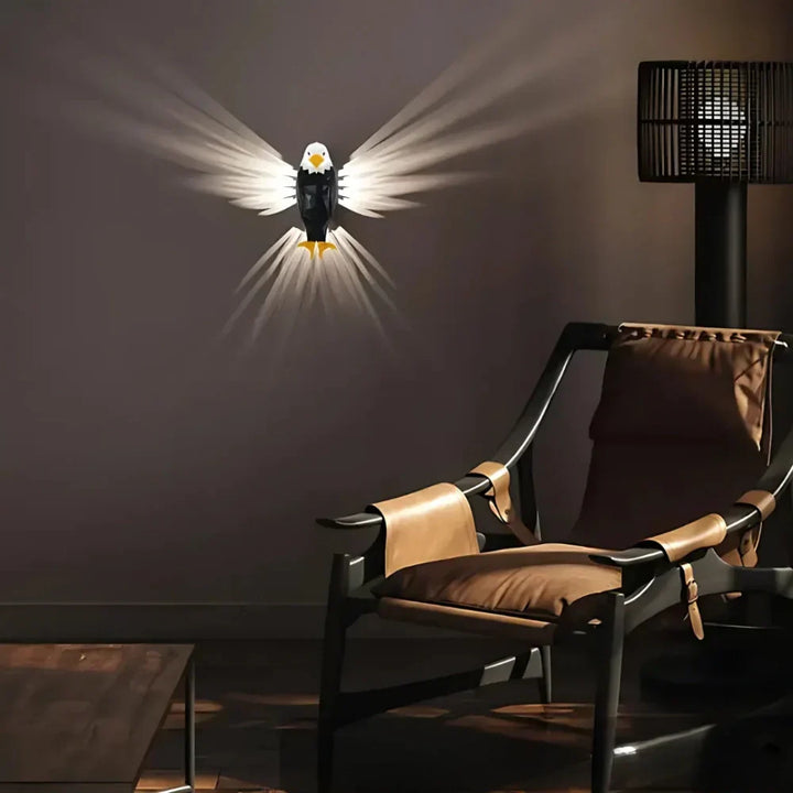 Nvroome Lights LED wall sconce with distinctive luminous wing projection, artistic home decor piece.
