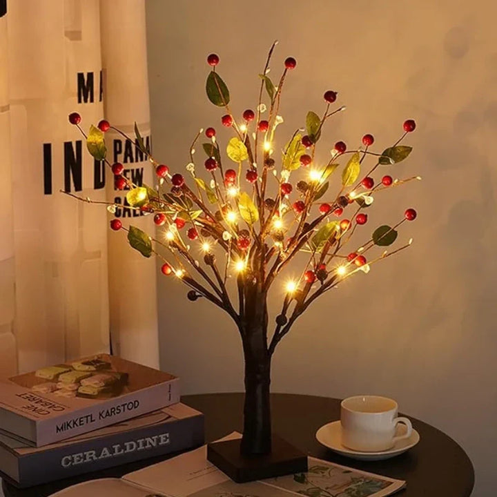 Portable, battery-operated LED Bonsai Tree Light base, highlighting its cordless design for versatile placement.